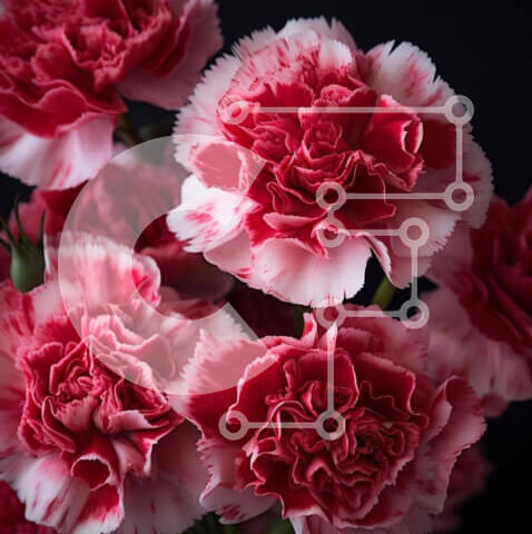 Intra Συλλεκτικό Ξύλινο Παζλ Plywood 4mm - Μπουκέτο από κόκκινα και λευκά γαρίφαλα σε πλήρη άνθιση Σε Ξύλινο Κουτί - Διαστάσεις: 10x10 cm – 25 κομμάτια - Image 1