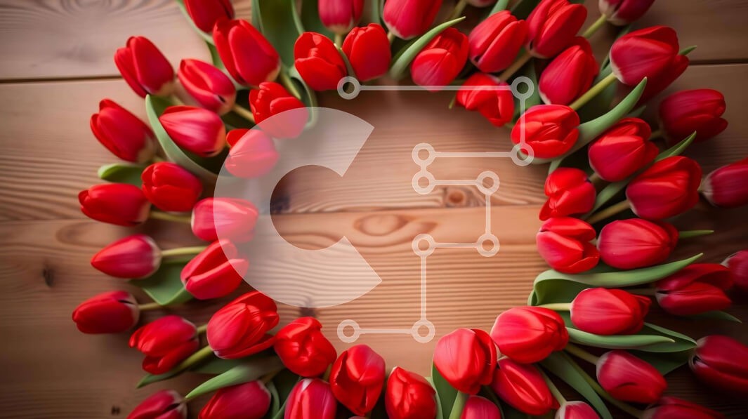 Intra Συλλεκτικό Ξύλινο Παζλ Plywood  4mm - Κόκκινο στεφάνι τουλίπας για ειδικές περιστάσεις Σε Ξύλινο Κουτί - Διαστάσεις: 10x10 cm – 25 κομμάτια