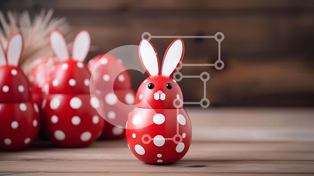 Intra Συλλεκτικό Ξύλινο Παζλ Plywood  4mm - Κόκκινα και λευκά ειδώλια λαγουδάκι για πασχαλινή διακόσμηση Σε Ξύλινο Κουτί - Διαστάσεις Puzzle: 10x10 cm – 25 κομμάτια