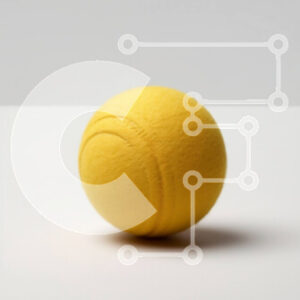 Intra Συλλεκτικό Ξύλινο Παζλ Plywood  4mm - Φωτεινή κίτρινη λαστιχένια μπάλα σε καθαρή λευκή επιφάνεια Σε Ξύλινο Κουτί - Διαστάσεις: 10x10 cm – 25 κομμάτια