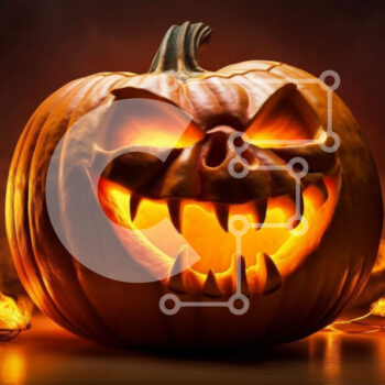 Intra Συλλεκτικό Ξύλινο Παζλ Plywood  4mm - Απόκοσμη σκαλιστή κολοκύθα με κερί μέσα σε ξύλινο τραπέζι Σε Ξύλινο Κουτί - Διαστάσεις: 10x10 cm – 25 κομμάτια - Image 1