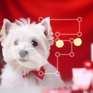 Intra Συλλεκτικό Ξύλινο Παζλ Plywood  4mm - White Westie Dog που γιορτάζει τα Χριστούγεννα Σε Ξύλινο Κουτί - Διαστάσεις: 10x10 cm – 25 κομμάτια