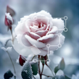 Intra Συλλεκτικό Ξύλινο Παζλ Plywood  4mm - Όμορφη εικόνα ενός λευκού τριαντάφυλλου με παγετό σε έναν γαλήνιο κήπο Σε Ξύλινο Κουτί - Διαστάσεις: 10x10 cm – 25 κομμάτια