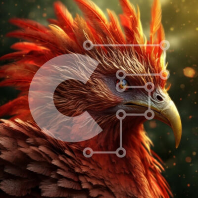 Intra Συλλεκτικό Ξύλινο Παζλ Plywood  4mm - Αγριό κόκκινο πουλί με λαμπερά μάτια και φλογερή εμφάνιση Σε Ξύλινο Κουτί - Διαστάσεις: 10x10 cm – 25 κομμάτια - Image 1