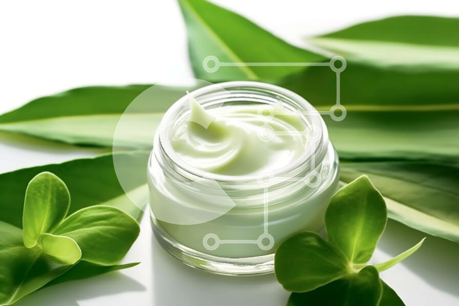 Intra Συλλεκτικό Ξύλινο Παζλ Plywood  4mm - Κρέμα πράσινου τσαγιού σε γυάλινο βάζο με φρέσκα φύλλα Σε Ξύλινο Κουτί - Διαστάσεις Puzzle: 10x10 cm – 25 κομμάτια