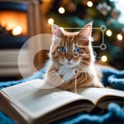 Intra Συλλεκτικό Ξύλινο Παζλ Plywood 4mm - Πορτοκαλί Γάτα που διαβάζει ένα βιβλίο δίπλα στο τζάκι Σε Ξύλινο Κουτί - Διαστάσεις: 10x10 cm – 25 κομμάτια - Image 1