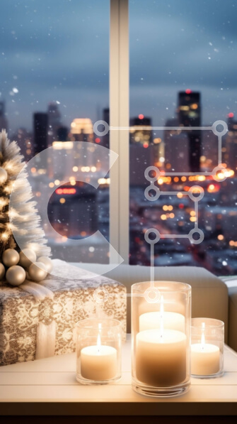 Intra Συλλεκτικό Ξύλινο Παζλ Plywood  4mm - Εορταστικό σαλόνι με χριστουγεννιάτικο δέντρο και κεριά Σε Ξύλινο Κουτί - Διαστάσεις: 10x10 cm – 25 κομμάτια