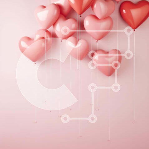 Intra Συλλεκτικό Ξύλινο Παζλ Plywood  4mm - Ροζ μπαλόνια σε σχήμα καρδιάς που επιπλέουν στον αέρα Σε Ξύλινο Κουτί - Διαστάσεις: 10x10 cm – 25 κομμάτια - Image 1