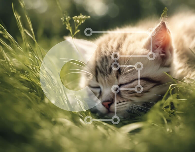 Intra Συλλεκτικό Ξύλινο Παζλ Plywood  4mm - Αξιολάτρευτο γατάκι στο γρασίδι Σε Ξύλινο Κουτί - Διαστάσεις: 10x10 cm – 25 κομμάτια