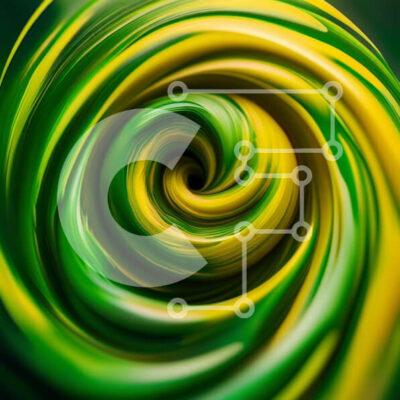 Intra Συλλεκτικό Ξύλινο Παζλ Plywood 4mm - Δονούμενη εικόνα ενός πράσινου και κίτρινου στροβιλισμού Σε Ξύλινο Κουτί - Διαστάσεις Puzzle: 10x10 cm – 25 κομμάτια - Image 1