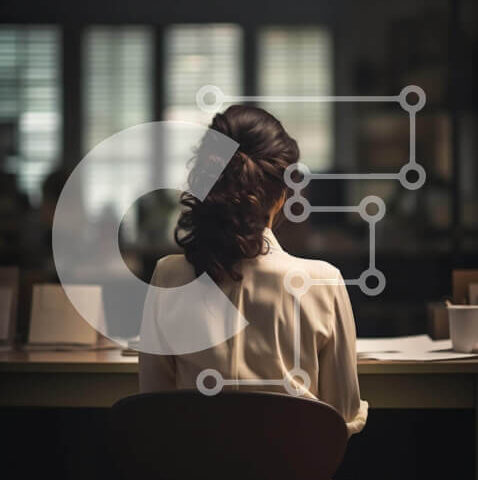 Intra Συλλεκτικό Ξύλινο Παζλ Plywood 4mm - Γυναίκα που κάθεται στο γραφείο στο γραφείο ή στο χώρο εργασίας Σε Ξύλινο Κουτί - Διαστάσεις Puzzle: 10x10 cm – 25 κομμάτια - Image 1