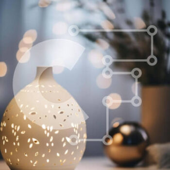 Intra Συλλεκτικό Ξύλινο Παζλ Plywood  4mm - Λευκό βάζο διαχύτη αρωματοθεραπείας σε τραπέζι με φυτά σε γλάστρες Σε Ξύλινο Κουτί - Διαστάσεις Puzzle: 10x10 cm – 25 κομμάτια - Image 1