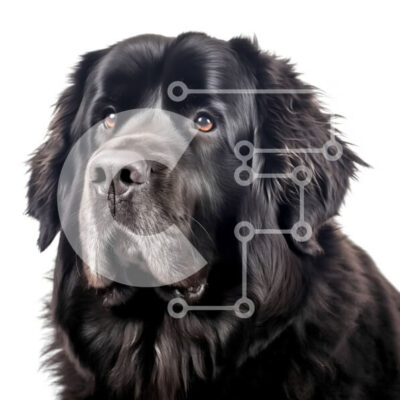 Intra Συλλεκτικό Ξύλινο Παζλ Plywood  4mm - Όμορφη εικόνα ενός μαύρου σκύλου της Νέας Γης Σε Ξύλινο Κουτί - Διαστάσεις: 10x10 cm – 25 κομμάτια - Image 1