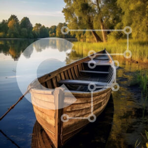 Intra Συλλεκτικό Ξύλινο Παζλ Plywood  4mm - Όμορφη εικόνα ενός ξύλινου σκάφους σε μια ήρεμη λίμνη Σε Ξύλινο Κουτί - Διαστάσεις: 10x10 cm – 25 κομμάτια