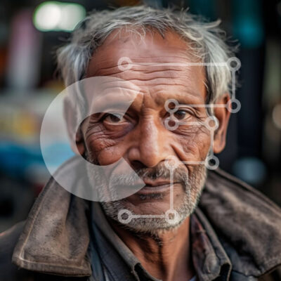 Intra Συλλεκτικό Ξύλινο Παζλ Plywood  4mm - Σοβαρό πορτρέτο ενός ηλικιωμένου άνδρα με γκρίζα μαλλιά Σε Ξύλινο Κουτί - Διαστάσεις Puzzle: 10x10 cm – 25 κομμάτια - Image 1