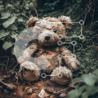 Intra Συλλεκτικό Ξύλινο Παζλ Plywood  4mm - Θλιμμένο και εγκαταλελειμμένο αρκουδάκι σε ένα φυσικό περιβάλλον Σε Ξύλινο Κουτί - Διαστάσεις: 10x10 cm – 25 κομμάτια - Image 1