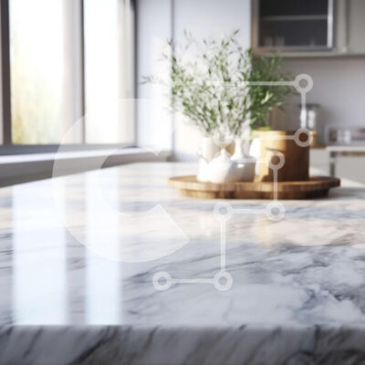 Intra Συλλεκτικό Ξύλινο Παζλ Plywood  4mm - Πάγκος κουζίνας από λευκό μάρμαρο με ξύλινο μπολ και φυτά Σε Ξύλινο Κουτί - Διαστάσεις Puzzle: 10x10 cm – 25 κομμάτια - Image 1