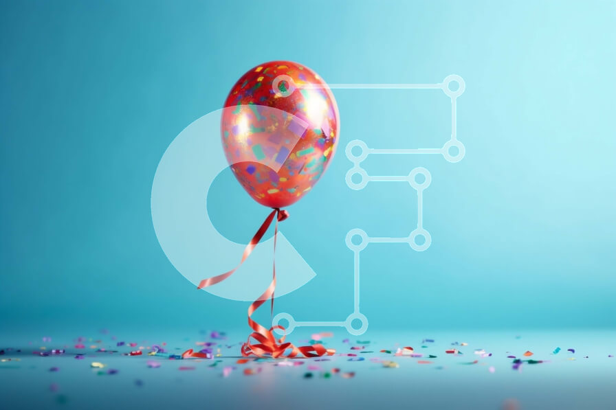 Intra Συλλεκτικό Ξύλινο Παζλ Plywood  4mm - Διασκεδαστικό και εορταστικό κόκκινο μπαλόνι με διάσπαρτα κομφετί σε μπλε φόντο Σε Ξύλινο Κουτί - Διαστάσεις: 10x10 cm – 25 κομμάτια