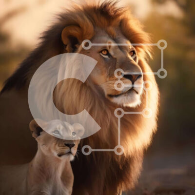 Intra Συλλεκτικό Ξύλινο Παζλ Plywood 4mm - Λιοντάρι και μωρό που κάθονται μαζί Σε Ξύλινο Κουτί - Διαστάσεις: 10x10 cm – 25 κομμάτια - Image 1