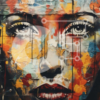 Intra Συλλεκτικό Ξύλινο Παζλ Plywood  4mm - Ζωντανή τοιχογραφία γυναικείου προσώπου σε τοίχο κτιρίου Σε Ξύλινο Κουτί - Διαστάσεις Puzzle: 10x10 cm – 25 κομμάτια - Image 1