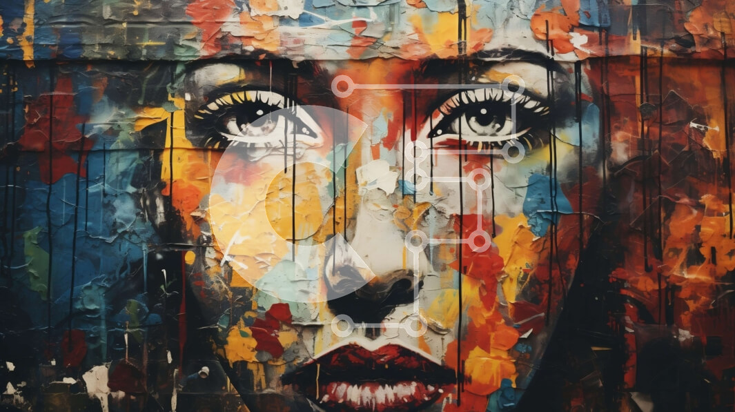 Intra Συλλεκτικό Ξύλινο Παζλ Plywood  4mm - Ζωντανή τοιχογραφία γυναικείου προσώπου σε τοίχο κτιρίου Σε Ξύλινο Κουτί - Διαστάσεις Puzzle: 10x10 cm – 25 κομμάτια