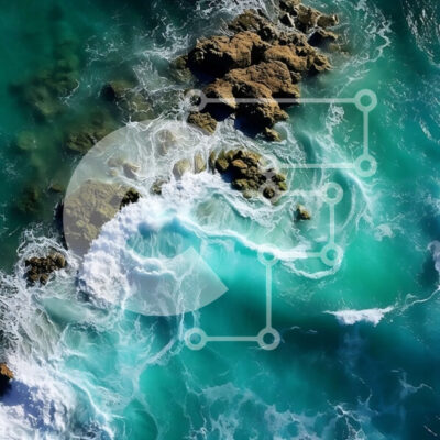 Intra Συλλεκτικό Ξύλινο Παζλ Plywood  4mm - Εκπληκτική εναέρια λήψη των κυμάτων του ωκεανού ενάντια στη βραχώδη ακτή Σε Ξύλινο Κουτί - Διαστάσεις: 10x10 cm – 25 κομμάτια - Image 1