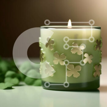 Intra Συλλεκτικό Ξύλινο Παζλ Plywood  4mm - Αναμμένο πράσινο κερί με σχέδιο τριφύλλι Σε Ξύλινο Κουτί - Διαστάσεις: 10x10 cm – 25 κομμάτια - Image 1