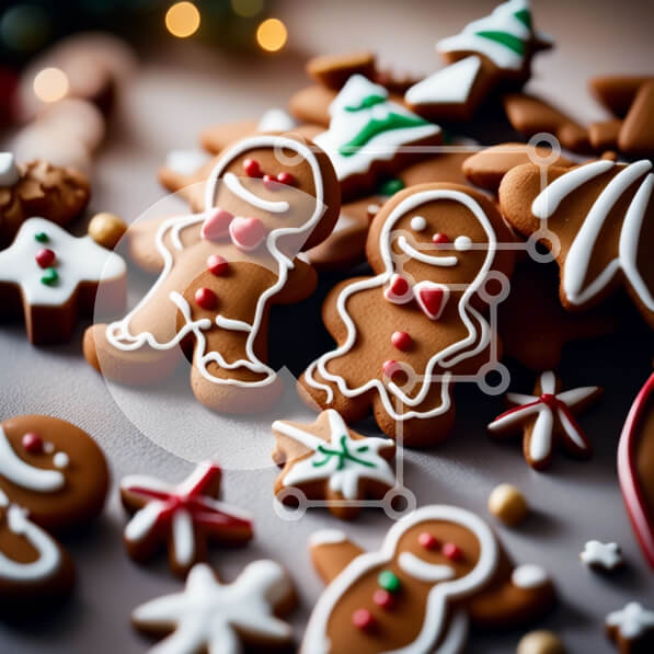 Intra Συλλεκτικό Ξύλινο Παζλ Plywood  4mm - Εορταστικά μπισκότα μελόψωμο σε ένα χριστουγεννιάτικο τραπέζι Σε Ξύλινο Κουτί - Διαστάσεις: 10x10 cm – 25 κομμάτια