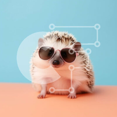 Intra Συλλεκτικό Ξύλινο Παζλ Plywood  4mm - Χαριτωμένη εικόνα ενός σκαντζόχοιρου με γυαλιά ηλίου σε ζωντανό φόντο Σε Ξύλινο Κουτί - Διαστάσεις: 10x10 cm – 25 κομμάτια - Image 1