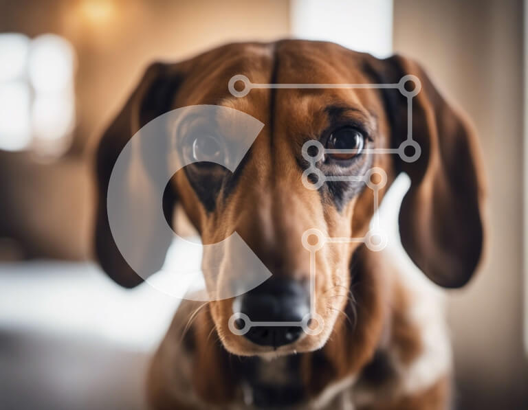 Intra Συλλεκτικό Ξύλινο Παζλ Plywood  4mm - Καφέ και μαύρο σκυλί κοιτάζοντας επίμονα την κάμερα Σε Ξύλινο Κουτί - Διαστάσεις: 10x10 cm – 25 κομμάτια