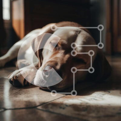 Intra Συλλεκτικό Ξύλινο Παζλ Plywood  4mm - Αξιολάτρευτη εικόνα ενός σκύλου ξαπλωμένος στο πάτωμα μπροστά από ένα παράθυρο Σε Ξύλινο Κουτί - Διαστάσεις: 10x10 cm – 25 κομμάτια - Image 1