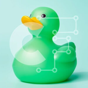 Intra Συλλεκτικό Ξύλινο Παζλ Plywood  4mm - Πράσινο παιχνίδι πάπιας από καουτσούκ σε μπλε φόντο Σε Ξύλινο Κουτί - Διαστάσεις: 10x10 cm – 25 κομμάτια