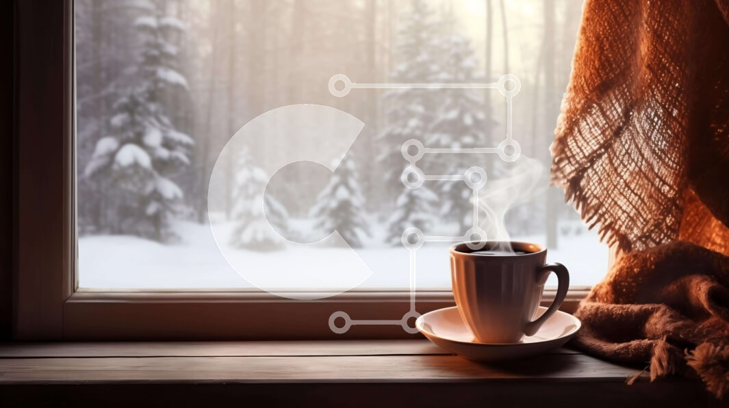 Intra Συλλεκτικό Ξύλινο Παζλ Plywood  4mm - Σκηνή χειμερινού καφέ με χιονισμένα δέντρα Σε Ξύλινο Κουτί - Διαστάσεις Puzzle: 10x10 cm – 25 κομμάτια