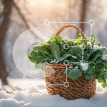 Intra Συλλεκτικό Ξύλινο Παζλ Plywood  4mm - Φρέσκα φύλλα σπανακιού στο χιόνι Σε Ξύλινο Κουτί - Διαστάσεις: 10x10 cm – 25 κομμάτια - Image 1