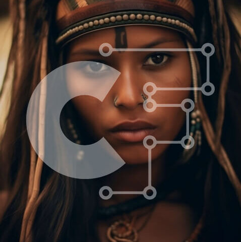 Intra Συλλεκτικό Ξύλινο Παζλ Plywood  4mm - Σοβαρό πορτρέτο μιας Αφρικανής γυναίκας με παραδοσιακά ρούχα και κοσμήματα Σε Ξύλινο Κουτί - Διαστάσεις Puzzle: 10x10 cm – 25 κομμάτια - Image 1