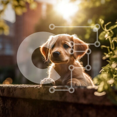 Intra Συλλεκτικό Ξύλινο Παζλ Plywood  4mm - Αξιολάτρευτη εικόνα ενός μικρού καφέ κουταβιού που κάθεται σε μια προεξοχή Σε Ξύλινο Κουτί - Διαστάσεις: 10x10 cm – 25 κομμάτια - Image 1