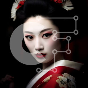 Intra Συλλεκτικό Ξύλινο Παζλ Plywood  4mm - Όμορφη εικόνα μιας γυναίκας με παραδοσιακό ιαπωνικό κιμονό και χτένισμα γκέισα Σε Ξύλινο Κουτί - Διαστάσεις Puzzle: 10x10 cm – 25 κομμάτια