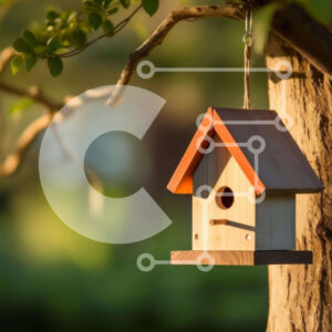 Intra Συλλεκτικό Ξύλινο Παζλ Plywood  4mm - Birdhouse που κρέμεται από κλαδί δέντρου με πουλιά Σε Ξύλινο Κουτί - Διαστάσεις: 10x10 cm – 25 κομμάτια