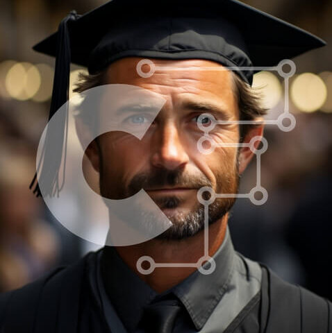 Intra Συλλεκτικό Ξύλινο Παζλ Plywood  4mm - Σοβαρός πτυχιούχος στο καπέλο και το φόρεμα - Φωτογραφία Αρχείου Σε Ξύλινο Κουτί - Διαστάσεις Puzzle: 10x10 cm – 25 κομμάτια - Image 1