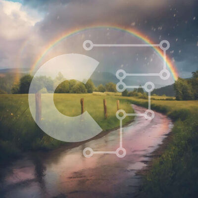 Intra Συλλεκτικό Ξύλινο Παζλ Plywood 4mm - Ουράνιο τόξο πάνω από το χορτάρι με την ξύλινη γέφυρα και τους φράκτες Σε Ξύλινο Κουτί - Διαστάσεις: 10x10 cm – 25 κομμάτια - Image 1