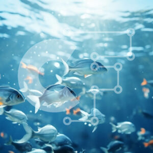 Intra Συλλεκτικό Ξύλινο Παζλ Plywood  4mm - Σχολή ψαριών που κολυμπούν στον ωκεανό Σε Ξύλινο Κουτί - Διαστάσεις: 10x10 cm – 25 κομμάτια