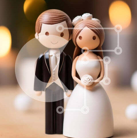 Intra Συλλεκτικό Ξύλινο Παζλ Plywood  4mm - Φιγούρες γαμήλιας τούρτας με επίσημο ντύσιμο με κεριά Σε Ξύλινο Κουτί - Διαστάσεις: 10x10 cm – 25 κομμάτια - Image 1