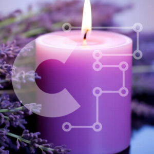 Intra Συλλεκτικό Ξύλινο Παζλ Plywood  4mm - Μωβ κερί με λουλούδια λεβάντας Σε Ξύλινο Κουτί - Διαστάσεις Puzzle: 10x10 cm – 25 κομμάτια