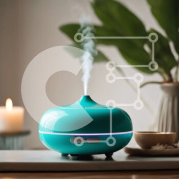 Intra Συλλεκτικό Ξύλινο Παζλ Plywood  4mm - Ρύθμιση υγραντήρα και αρωματοθεραπείας Teal με φυτά και κεριά Σε Ξύλινο Κουτί - Διαστάσεις Puzzle: 10x10 cm – 25 κομμάτια - Image 1