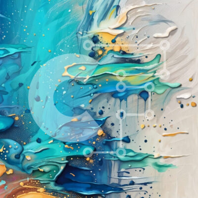 Intra Συλλεκτικό Ξύλινο Παζλ Plywood  4mm - Ζωντανή αφηρημένη ζωγραφική με μπλε και κίτρινα χρώματα Σε Ξύλινο Κουτί - Διαστάσεις Puzzle: 10x10 cm – 25 κομμάτια - Image 1