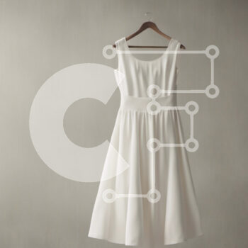 Intra Συλλεκτικό Ξύλινο Παζλ Plywood  4mm - Μοντέρνο άσπρο φόρεμα που κρεμά σε μια κρεμάστρα - μοντέρνο Στοκ Εικόνα Σε Ξύλινο Κουτί - Διαστάσεις Puzzle: 10x10 cm – 25 κομμάτια - Image 1