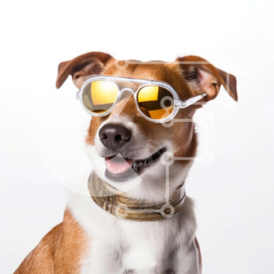 Intra Συλλεκτικό Ξύλινο Παζλ Plywood  4mm - Διασκεδαστική εικόνα ενός σκύλου που φοράει γυαλιά ηλίου και κολάρο Σε Ξύλινο Κουτί - Διαστάσεις: 10x10 cm – 25 κομμάτια - Image 1