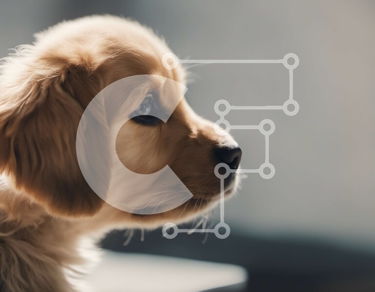 Intra Συλλεκτικό Ξύλινο Παζλ Plywood  4mm - Κοντινό πλάνο του προσώπου ενός κουταβιού Golden Retriever Σε Ξύλινο Κουτί - Διαστάσεις: 10x10 cm – 25 κομμάτια