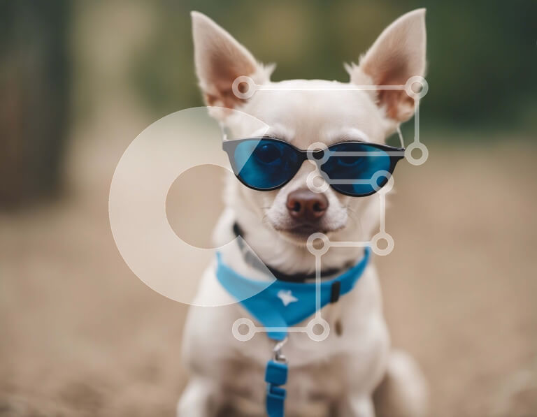 Intra Συλλεκτικό Ξύλινο Παζλ Plywood  4mm - Χαριτωμένος σκύλος με γυαλιά ηλίου που κάθεται στο έδαφος Σε Ξύλινο Κουτί - Διαστάσεις: 10x10 cm – 25 κομμάτια