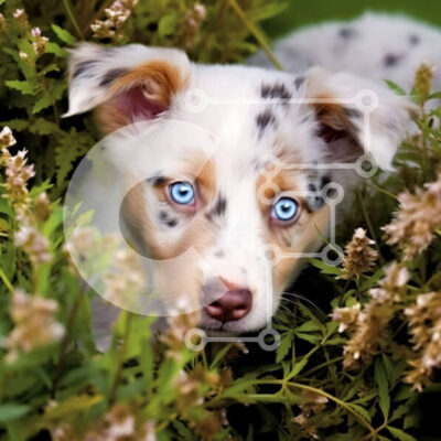 Intra Συλλεκτικό Ξύλινο Παζλ Plywood 4mm - Αξιολάτρευτη εικόνα κουταβιού που κρύβεται σε θάμνους Σε Ξύλινο Κουτί - Διαστάσεις: 10x10 cm – 25 κομμάτια - Image 1